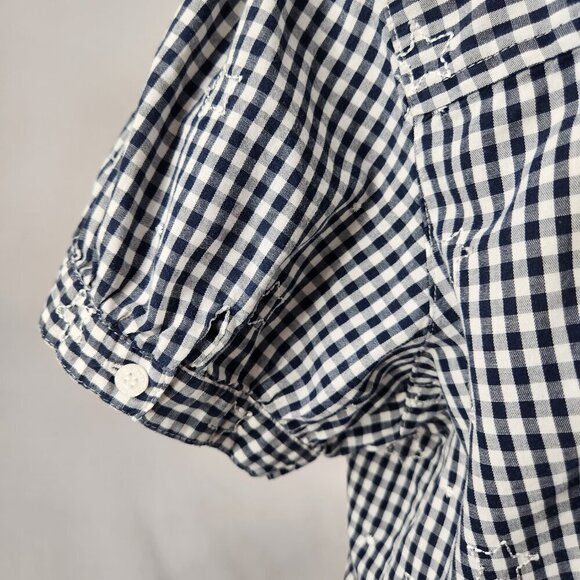 Button Up Cottage Shirt Women's L Sag Harbor Black White Gingham Short Sleeve - Picture 5 of 9